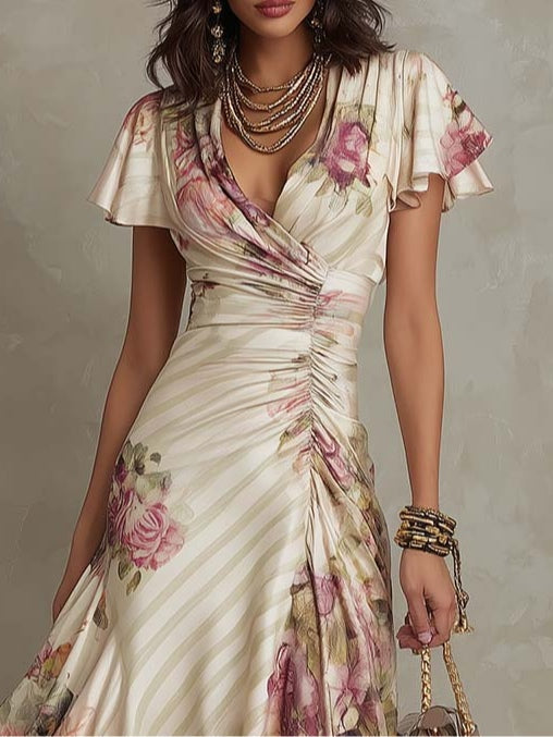 Adriana | Elegant Floral Midi Dress