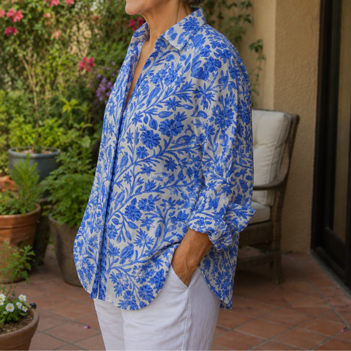 Rosalie | Floral Meadow V-Neck Blouse