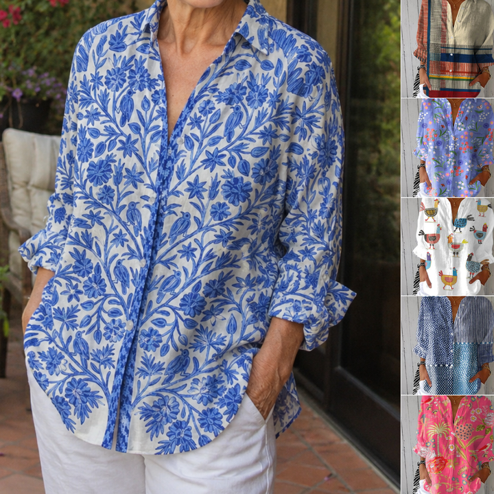 Rosalie | Floral Meadow V-Neck Blouse