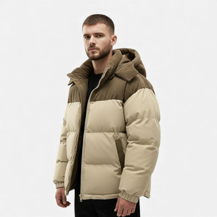 Nathom | Men’s Fleece-Lined Winter Jacket with Removable Hood