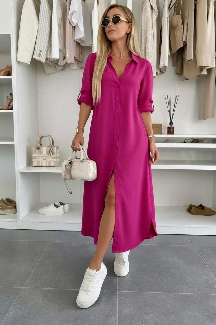 Elara | Button-Up Maxi Shirt Dress