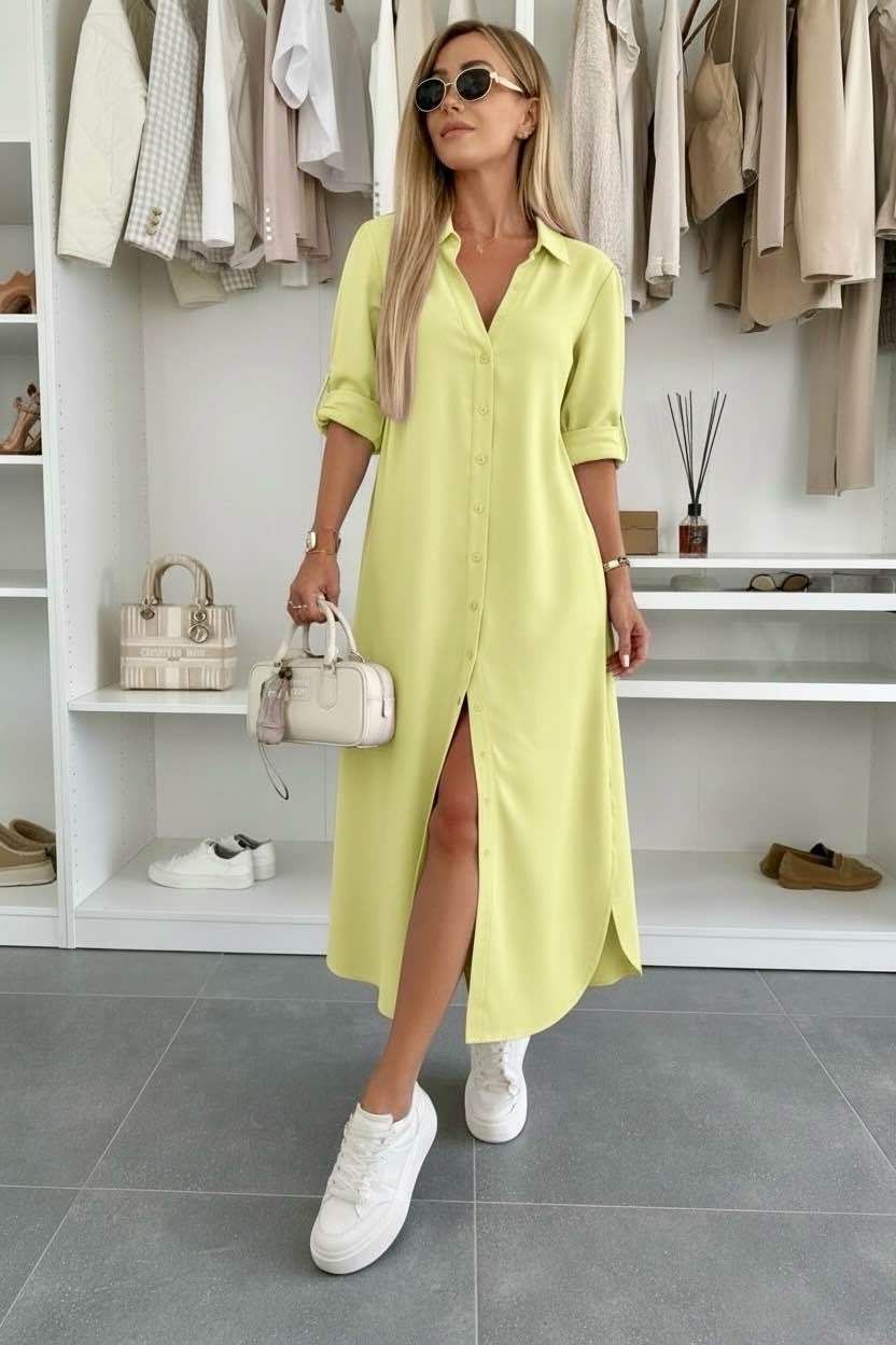 Elara | Button-Up Maxi Shirt Dress