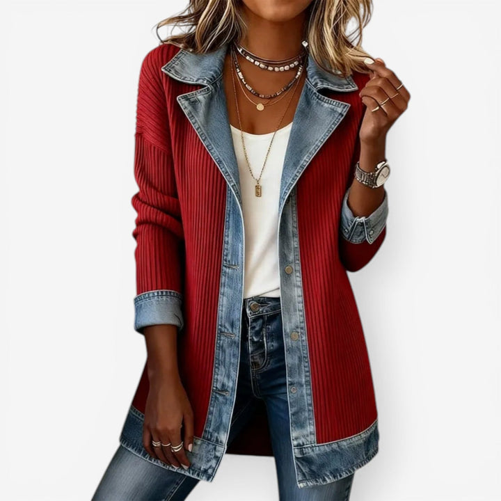 Sienna | Contrast Knit Denim Detail Jacket