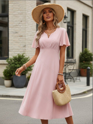 Élise | Elegant Flutter Sleeve Waist Midi Dress