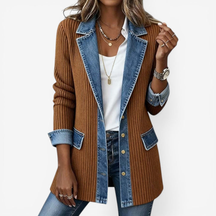 Sienna | Contrast Knit Denim Detail Jacket