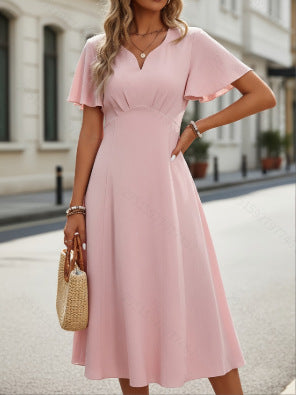 Élise | Elegant Flutter Sleeve Waist Midi Dress