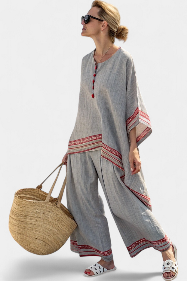 Daelric | Elegant Asymmetric Blouse & Wide-Leg Trousers