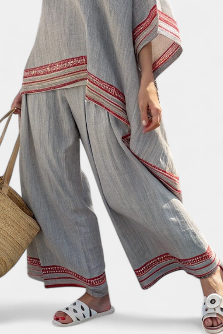Daelric | Elegant Asymmetric Blouse & Wide-Leg Trousers