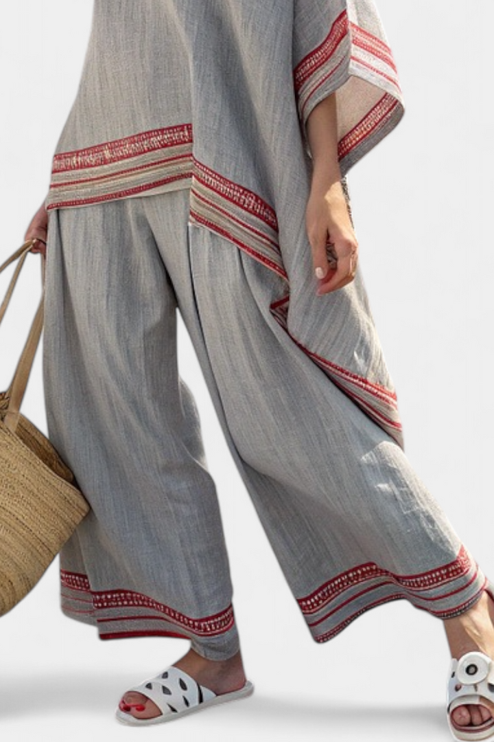 Daelric | Elegant Asymmetric Blouse & Wide-Leg Trousers