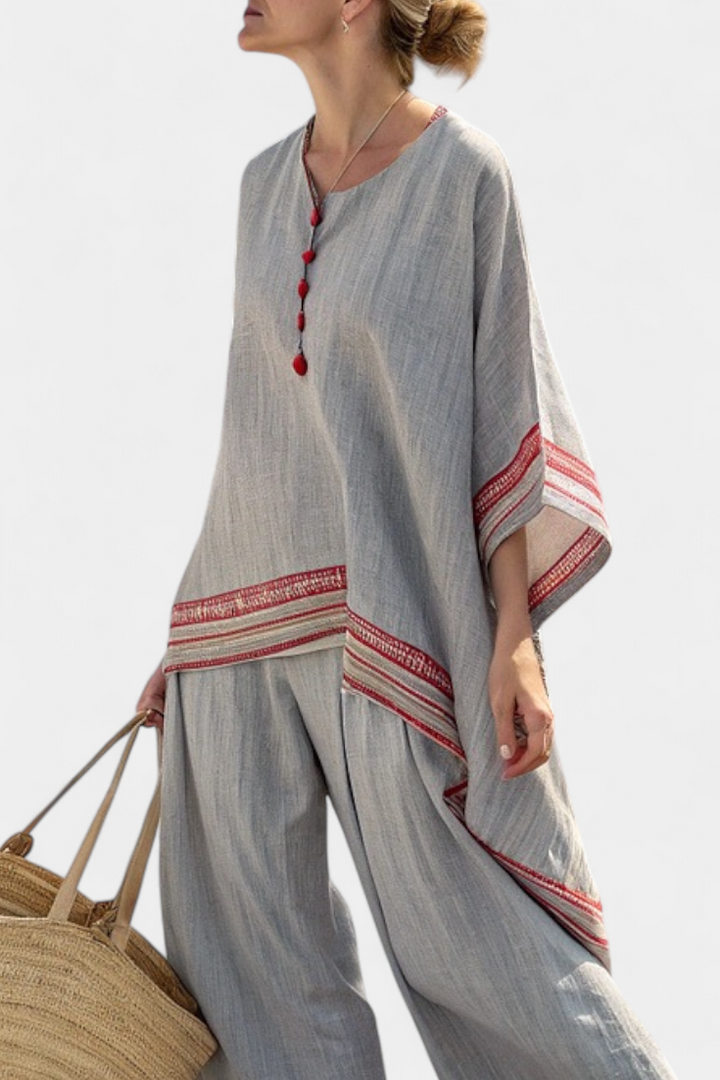 Daelric | Elegant Asymmetric Blouse & Wide-Leg Trousers