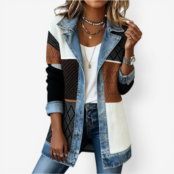 Sienna | Contrast Knit Denim Detail Jacket