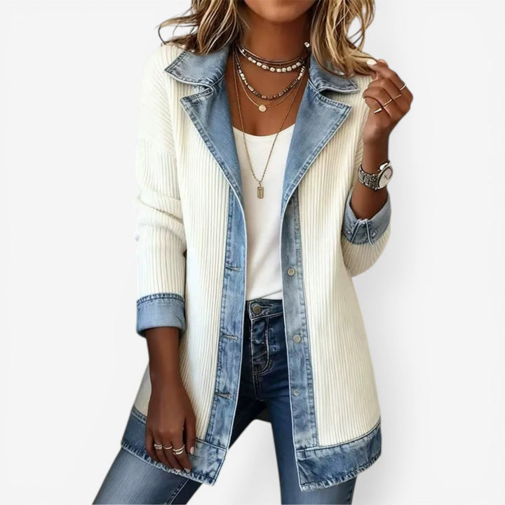 Sienna | Contrast Knit Denim Detail Jacket