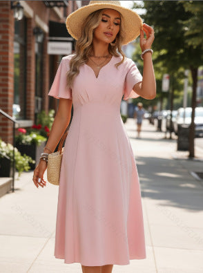Élise | Elegant Flutter Sleeve Waist Midi Dress