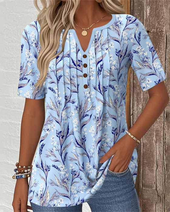 Mirelle | Elegant Floral V-Neck Blouse