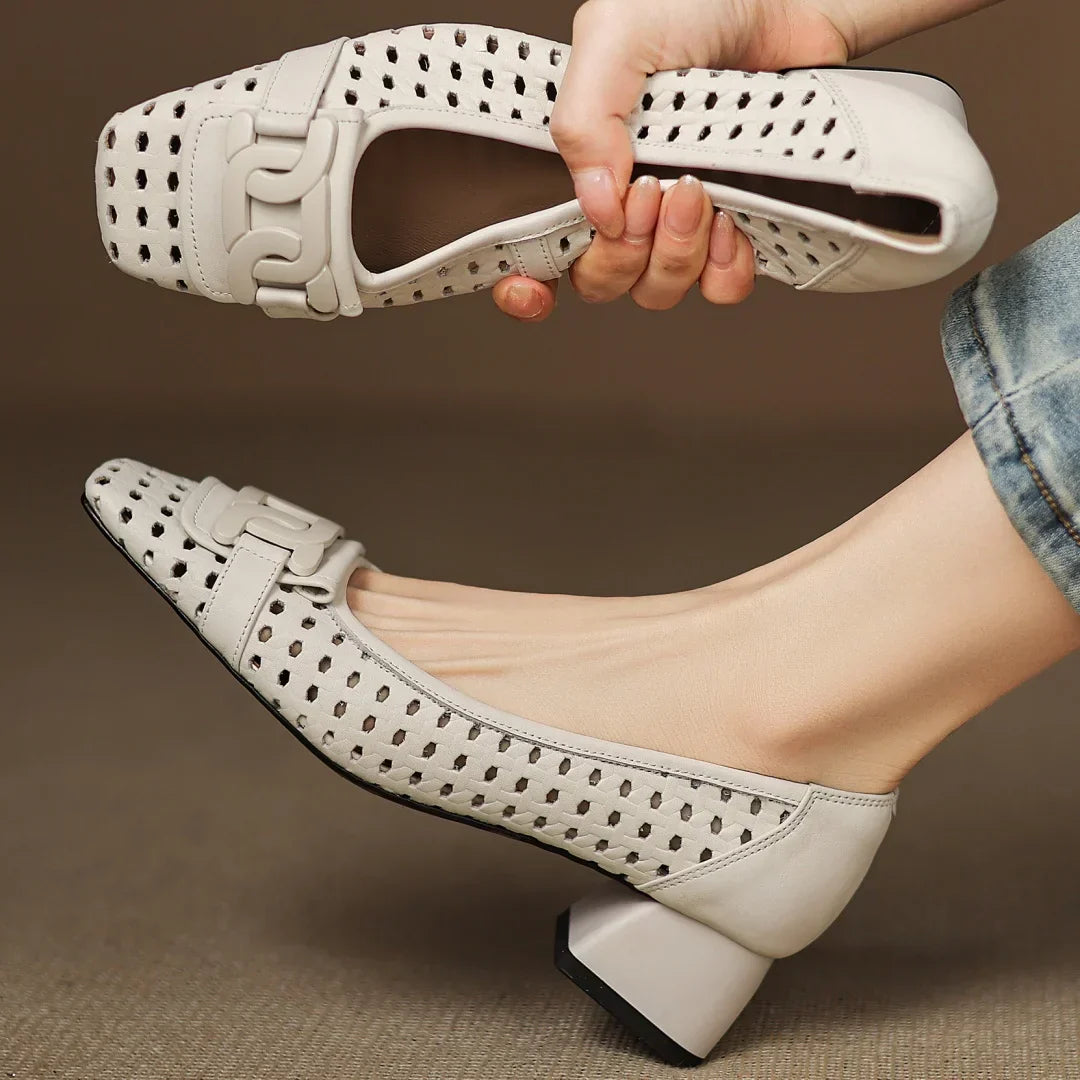 Fiora | Woven Leather Heeled Sandals