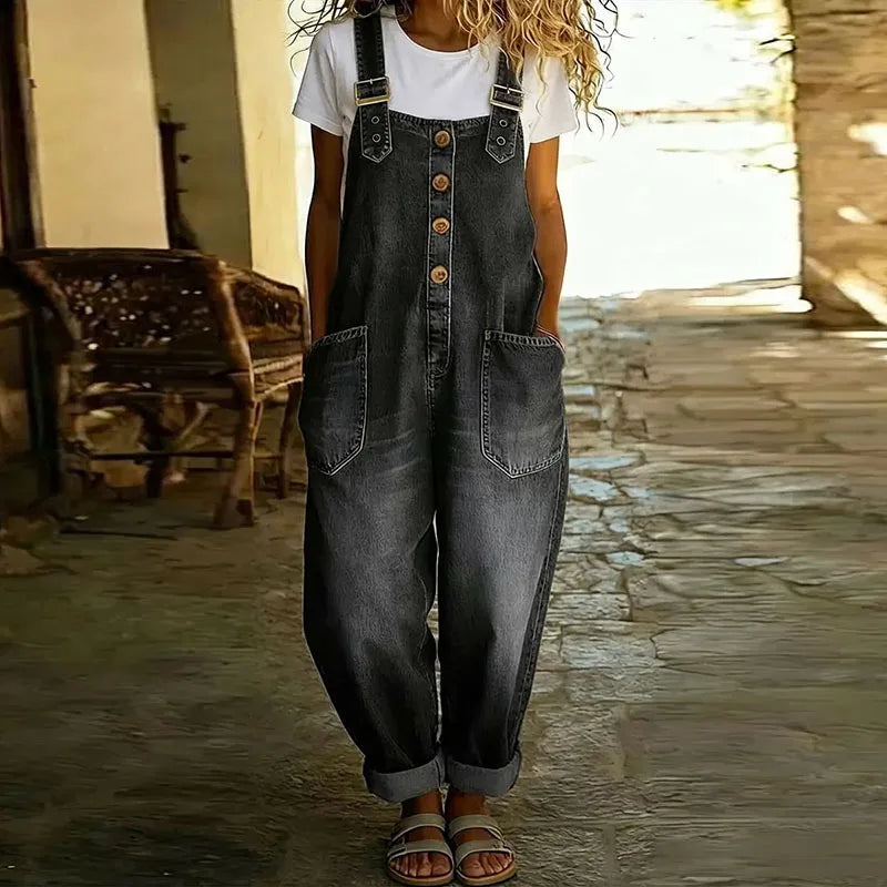 Elowen | Relaxed Wide-Leg Denim-Style Jumpsuit