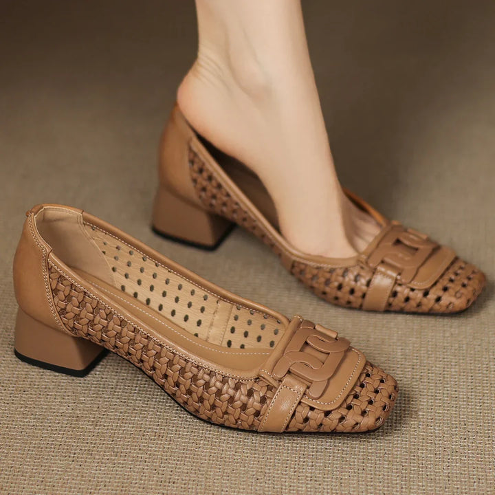 Fiora | Woven Leather Heeled Sandals