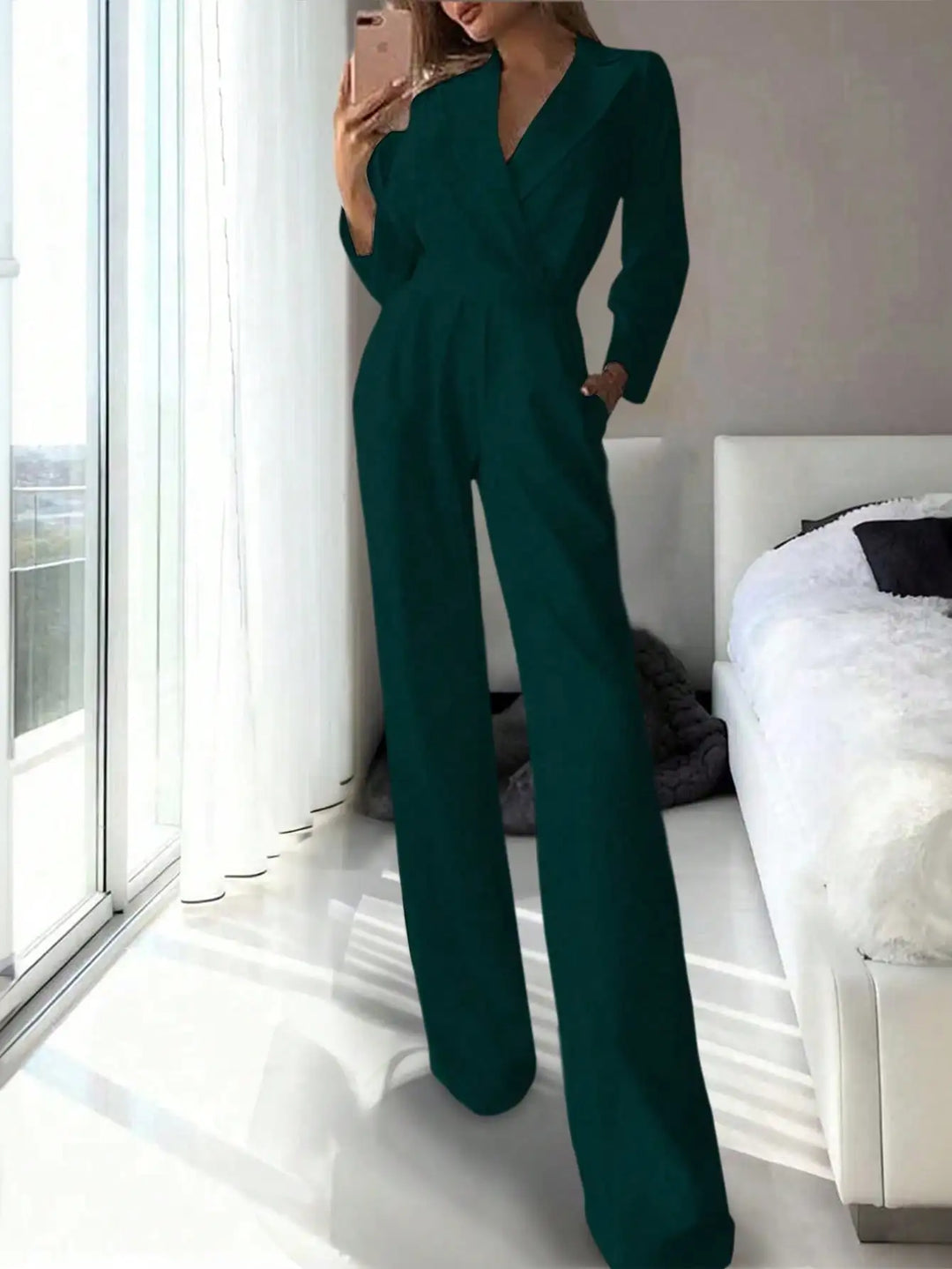 Camille | Elegant Blazer Style Wide-Leg Jumpsuit