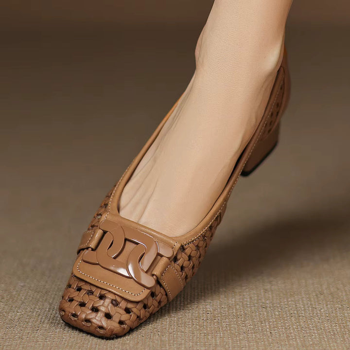 Fiora | Woven Leather Heeled Sandals