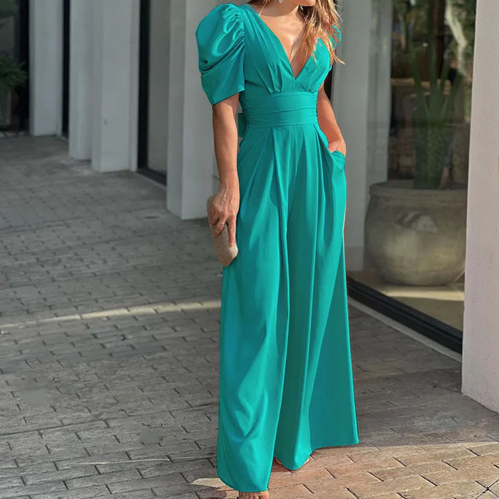 Valentina | Elegant Open Back Wide-Leg Occasion Jumpsuit