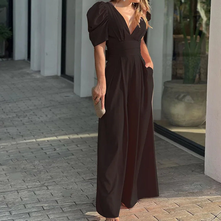 Valentina | Elegant Open Back Wide-Leg Occasion Jumpsuit