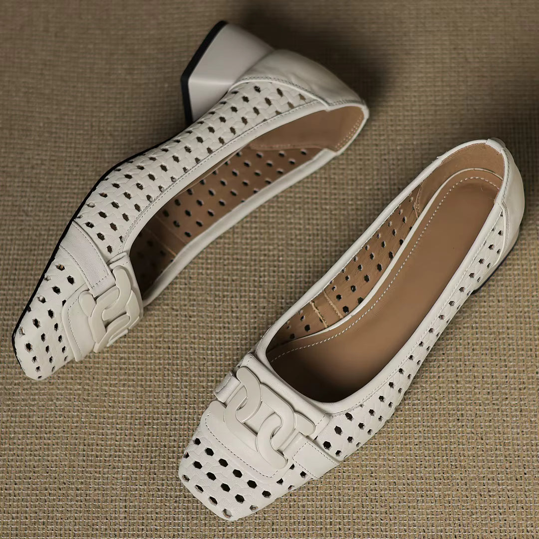 Fiora | Woven Leather Heeled Sandals
