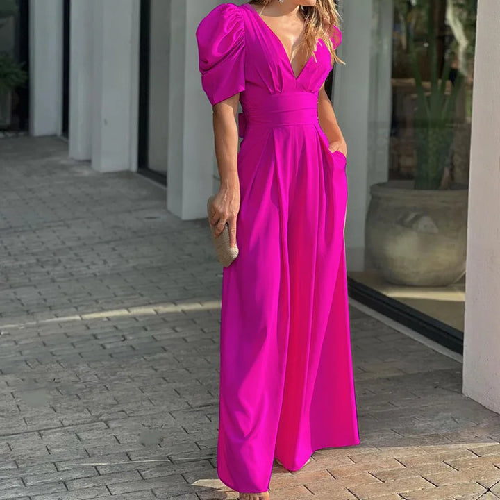 Valentina | Elegant Open Back Wide-Leg Occasion Jumpsuit