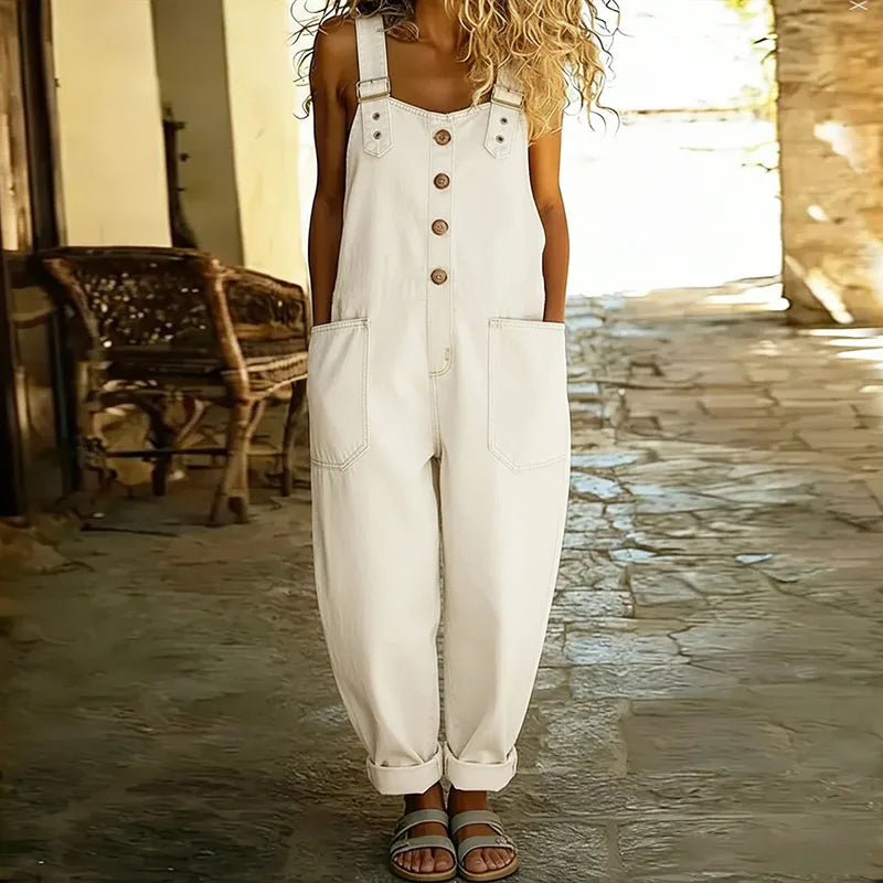Elowen | Relaxed Wide-Leg Denim-Style Jumpsuit