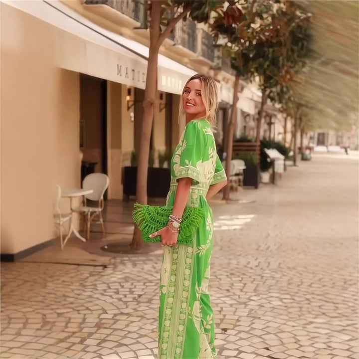 Maribel | Elegant Vintage Print Wide-Leg Jumpsuit