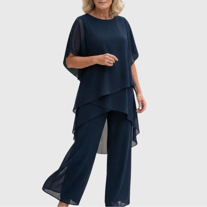 Linda | Elegant Two-Piece Suit with Flowy Trousers