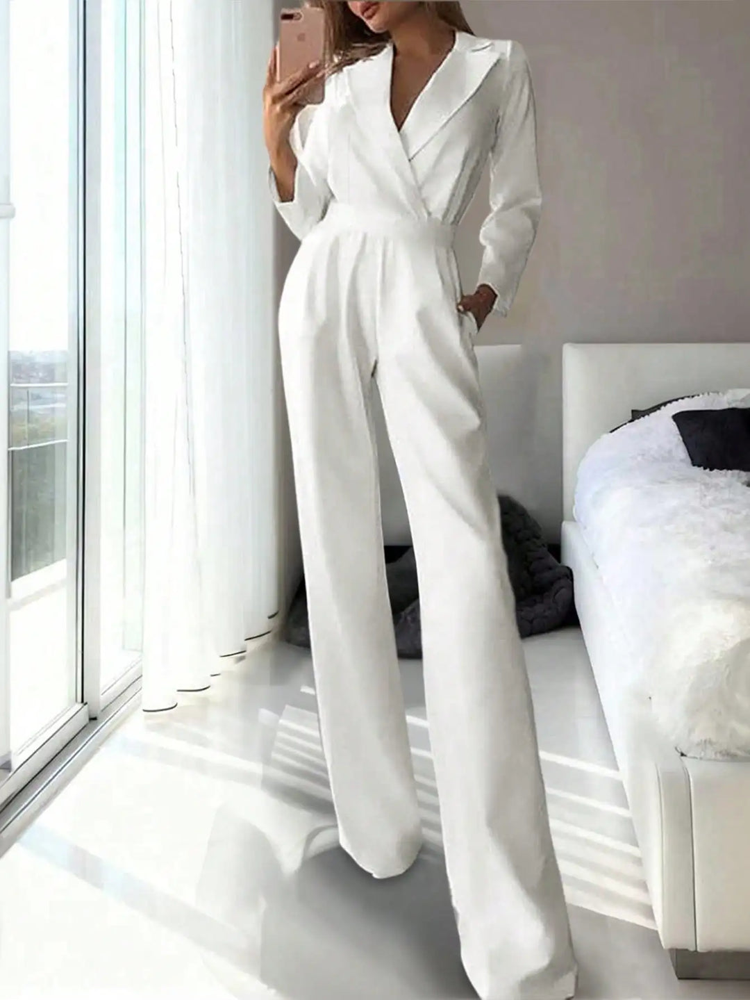 Camille | Elegant Blazer Style Wide-Leg Jumpsuit