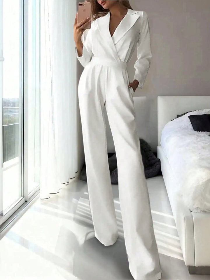 Camille | Elegant Blazer Style Wide-Leg Jumpsuit