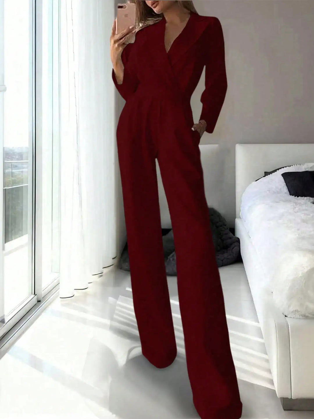 Camille | Elegant Blazer Style Wide-Leg Jumpsuit