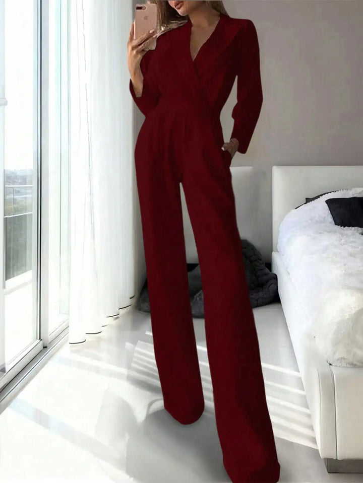 Camille | Elegant Blazer Style Wide-Leg Jumpsuit