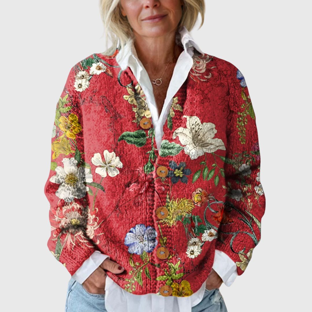 Charlotte - Knitted Floral Cardigan
