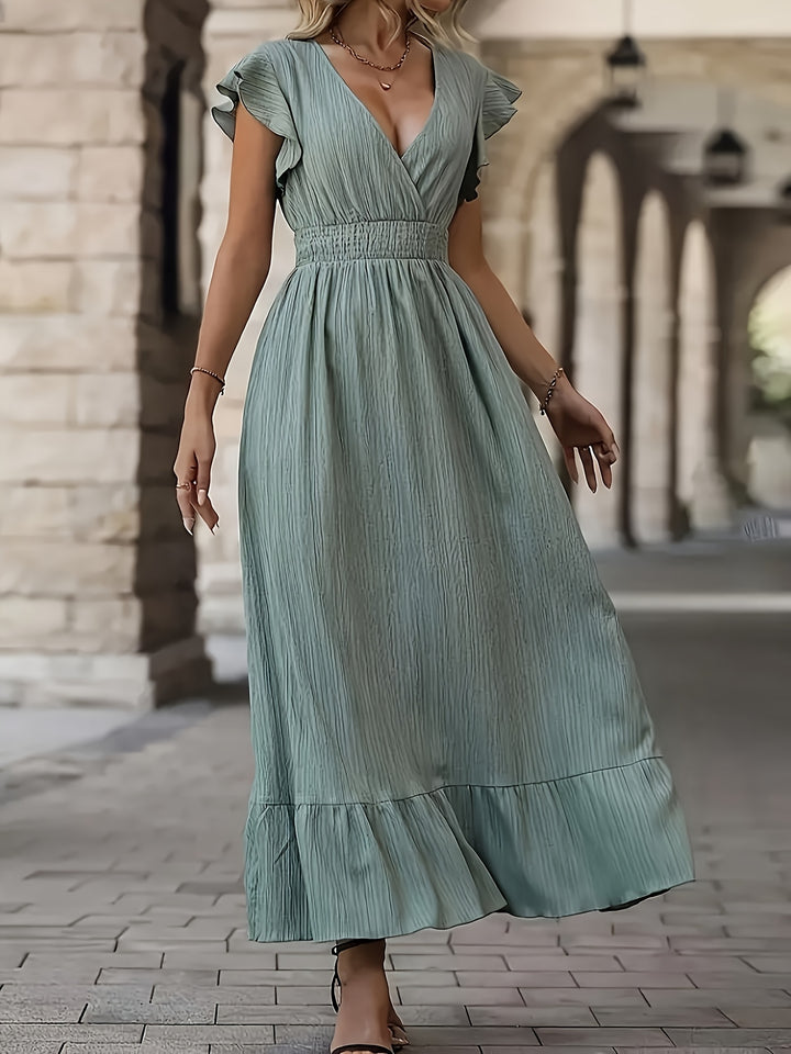 Aurelia | Elegant Ruffle Sleeve Wrap Maxi Dress