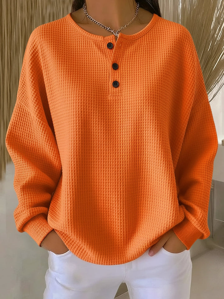 Georgina | Relaxed Waffle Knit Henley Top