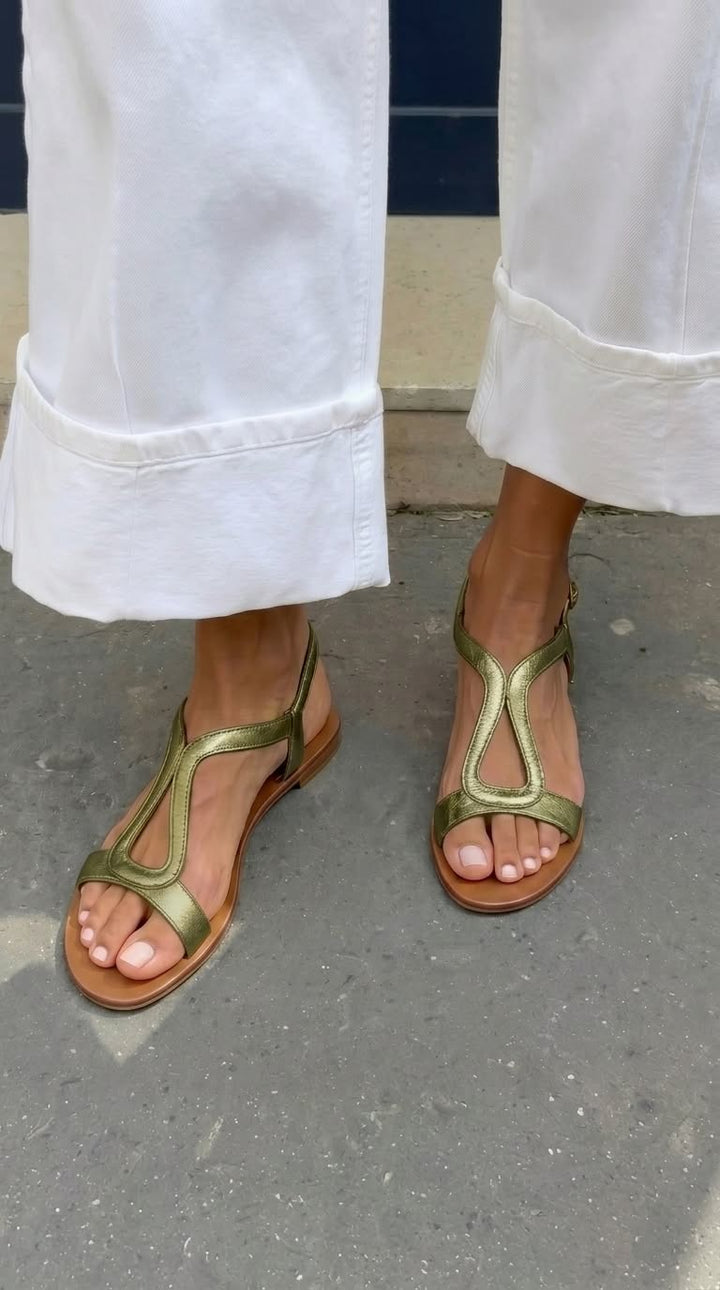 Seraphina | Elegant Metallic Flat Sandals