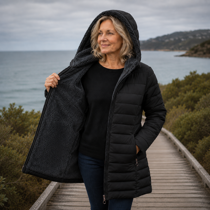 Clara | Quilted A-Line Winter Coat with Faux Fur Lining
