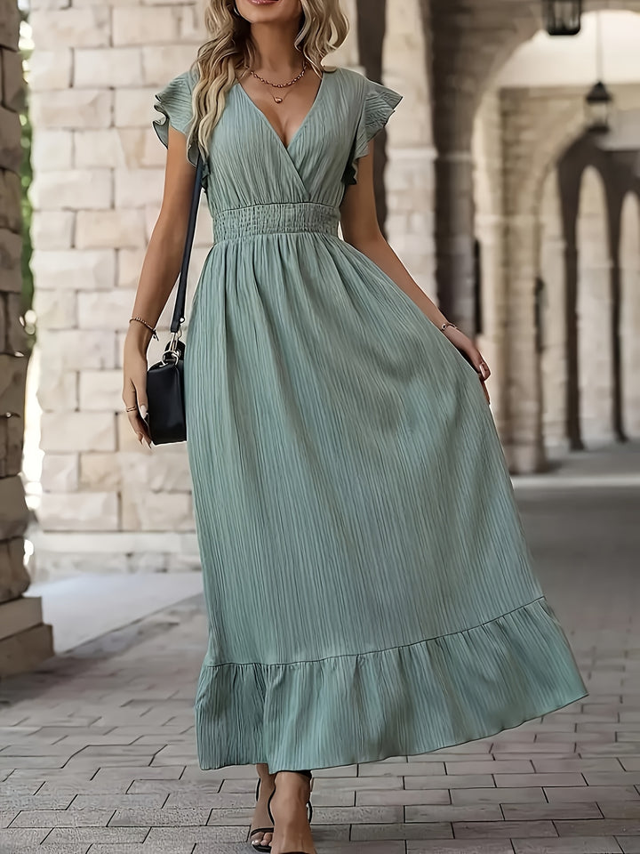 Aurelia | Elegant Ruffle Sleeve Wrap Maxi Dress