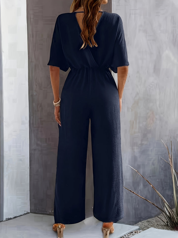 Amelie | Elegant Wide-Leg V-Neck Jumpsuit