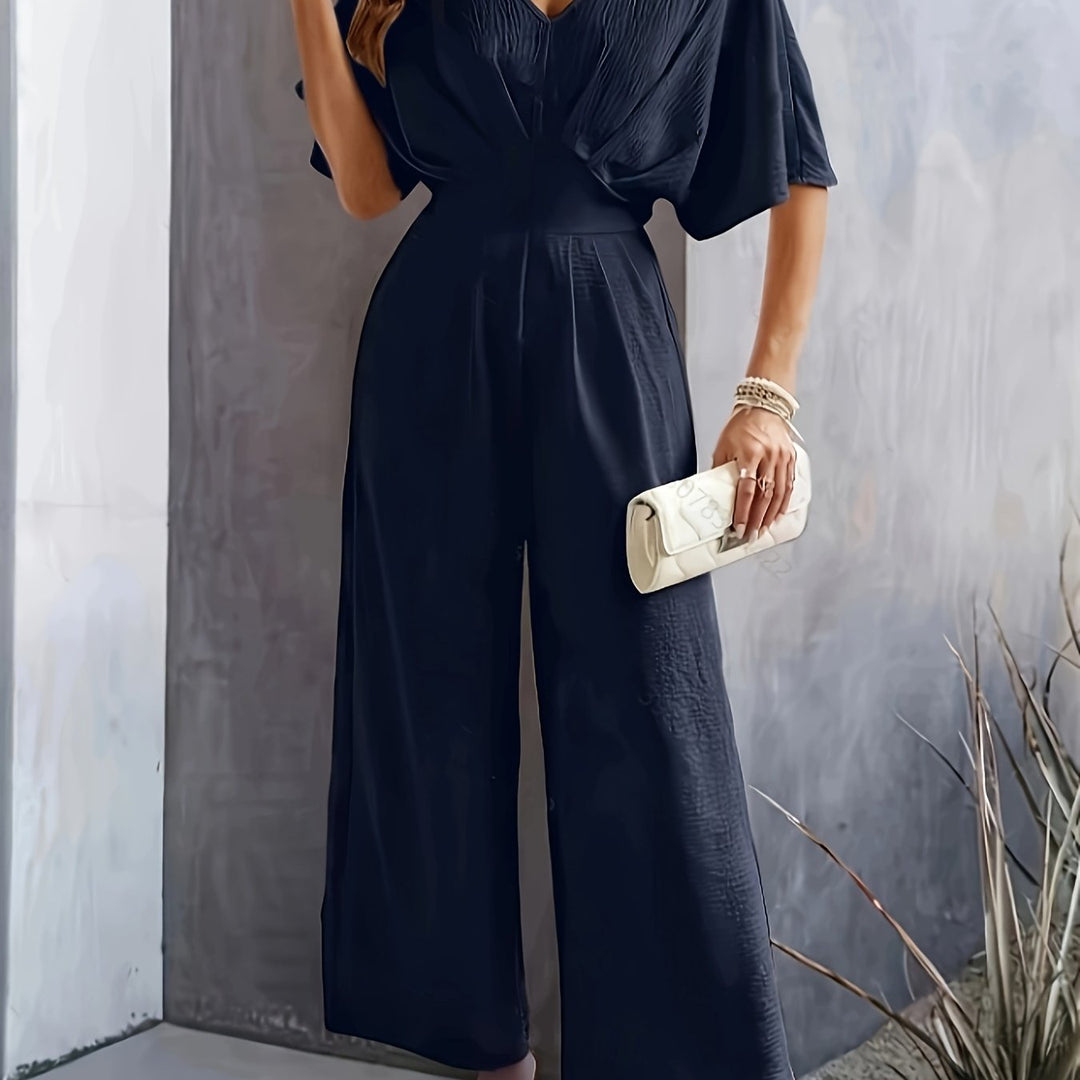 Amelie | Elegant Wide-Leg V-Neck Jumpsuit