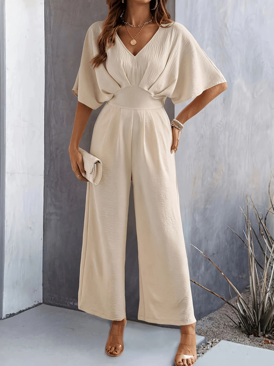 Amelie | Elegant Wide-Leg V-Neck Jumpsuit