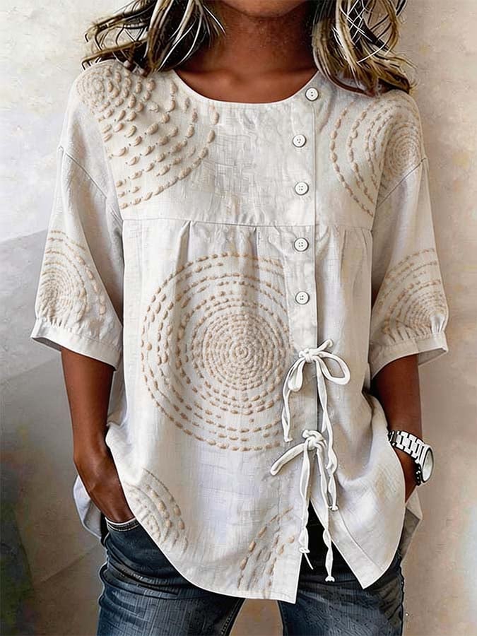 Eleanor | Elegant Embroidered Detail Relaxed Blouse
