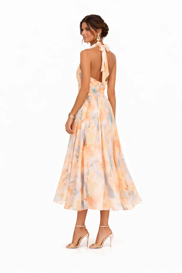 Golden Bloom Midi Dress