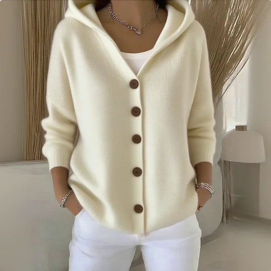 Daphne | Cotton Hooded Knit Cardigan