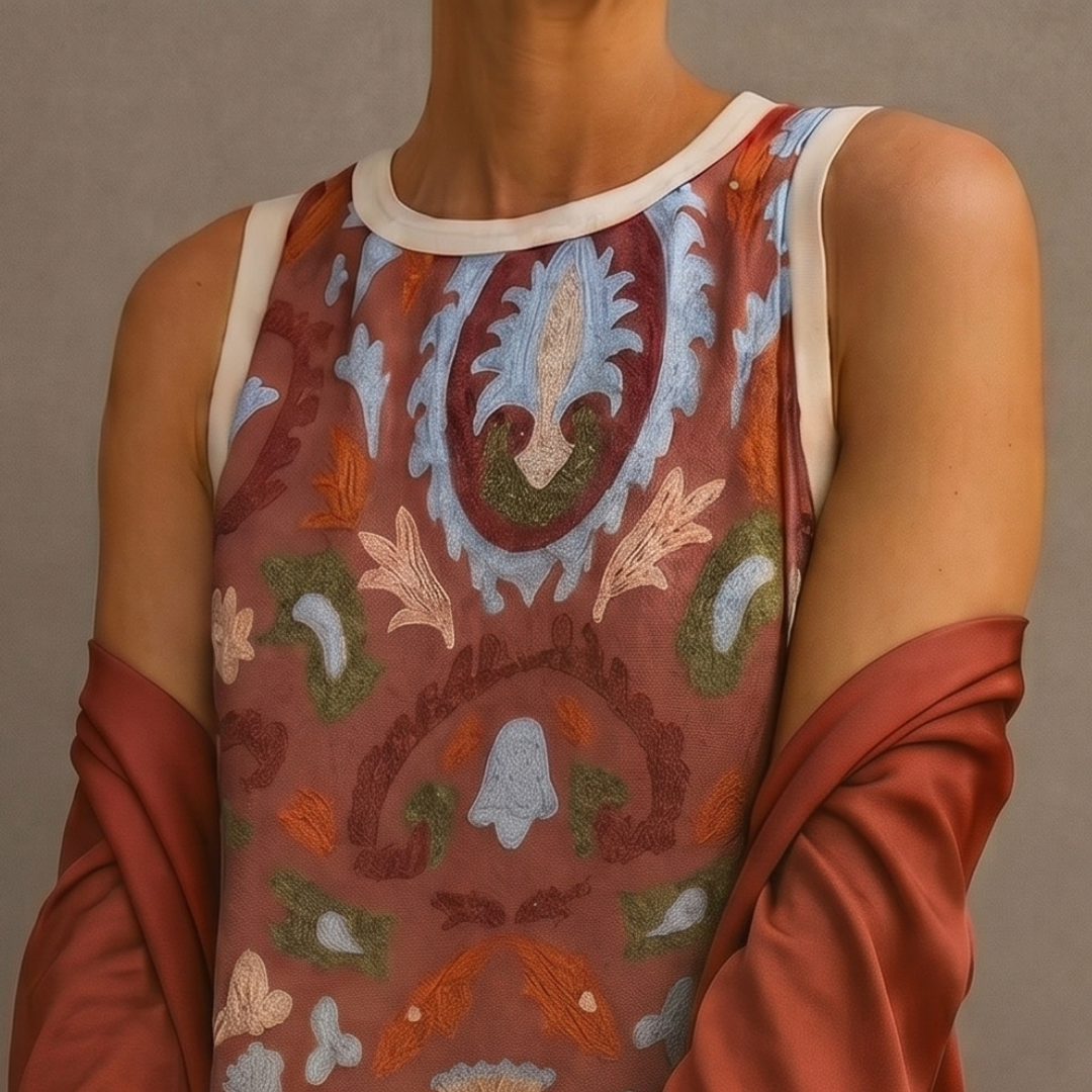 Celestine | Elegant Printed Maxi Dress & Vest Set