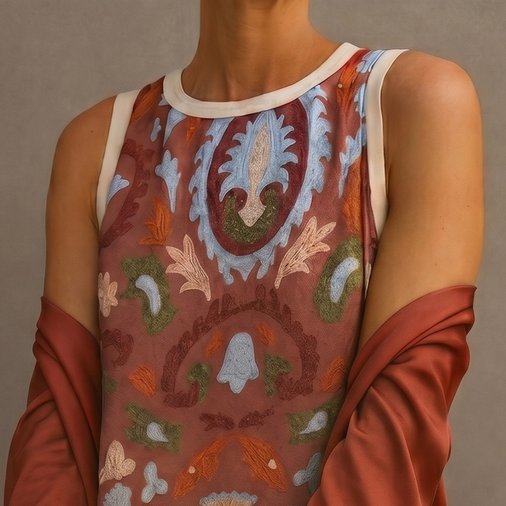 Celestine | Elegant Printed Maxi Dress & Vest Set