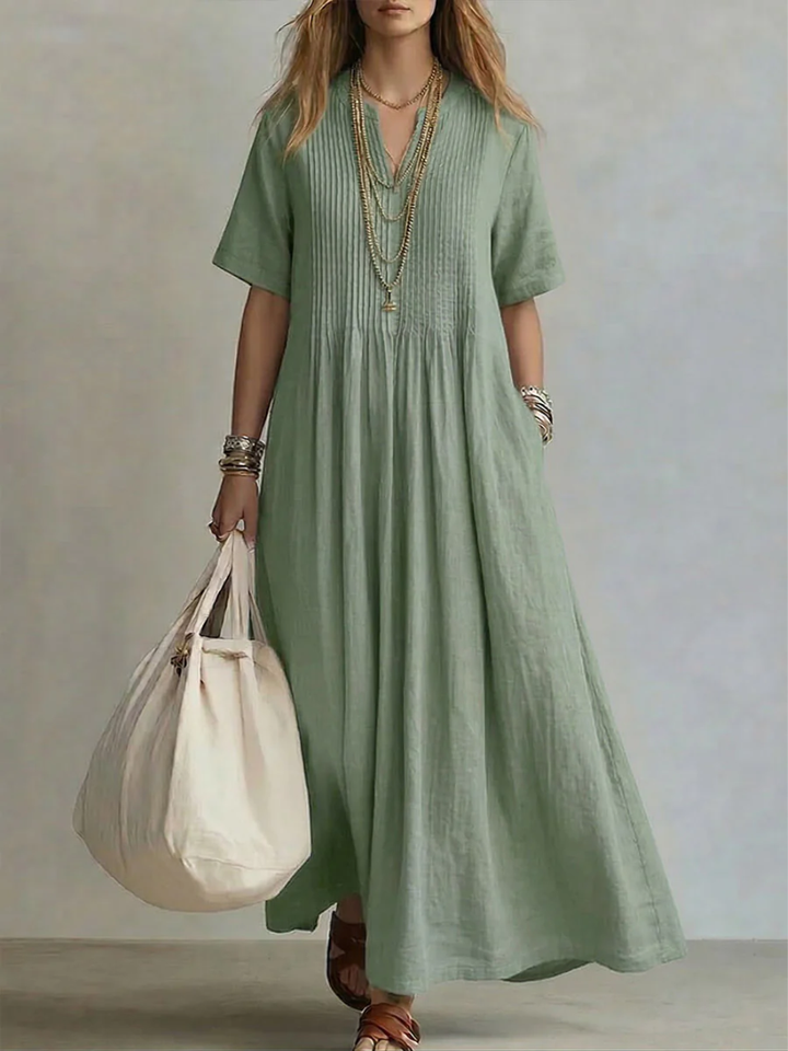 Dina | Elegant Pleated Maxi Dress