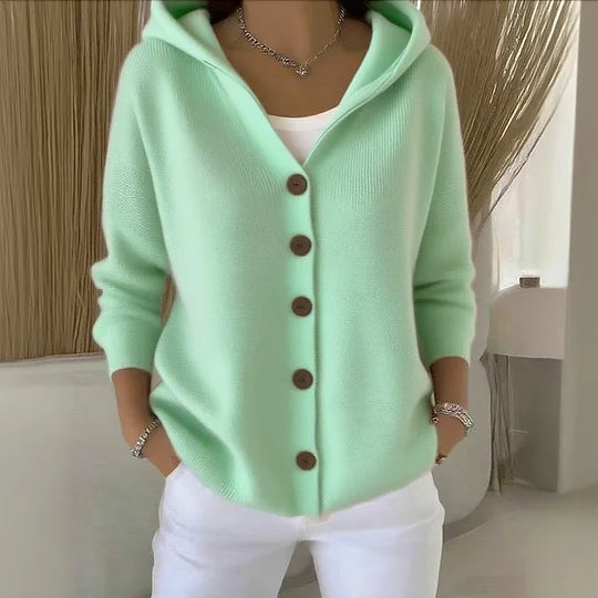 Daphne | Cotton Hooded Knit Cardigan